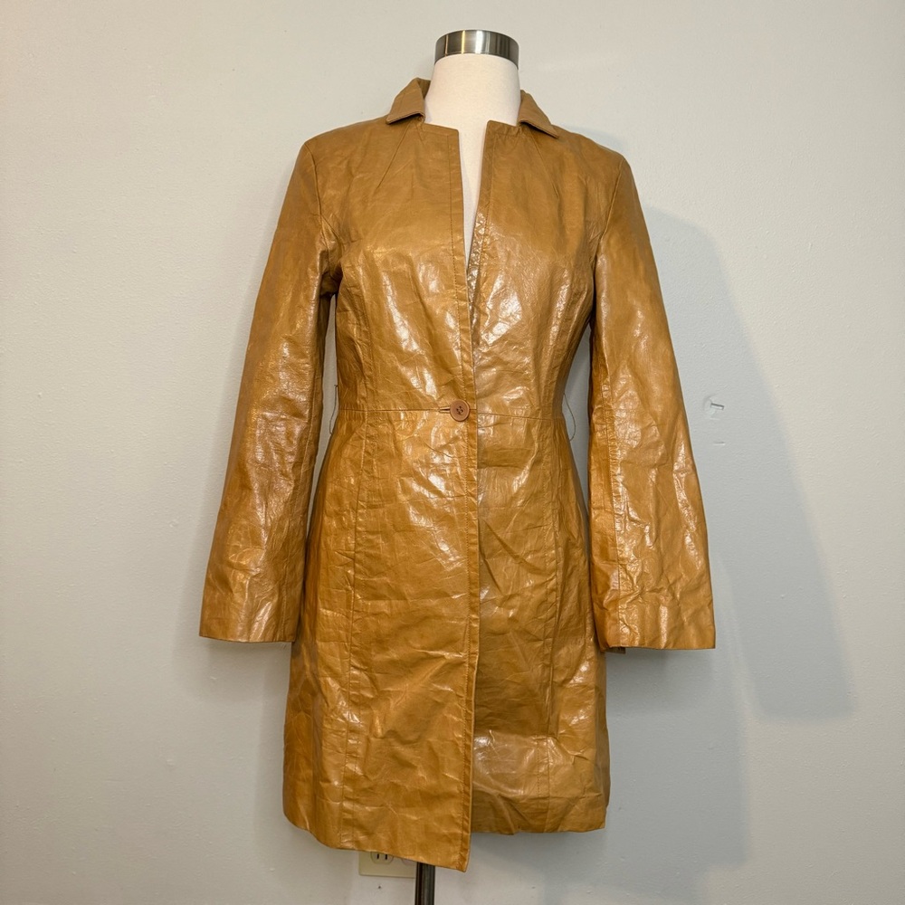 Express Leather Jacket Size 1/2 trench coat tan